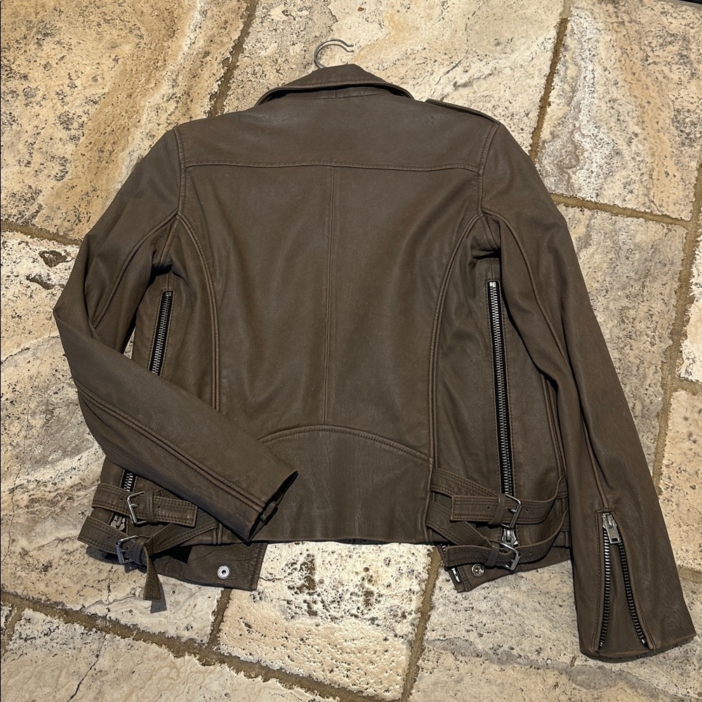 IRO Leather Moto Jacket in Gray/Putty Color - Picture 12 of 12